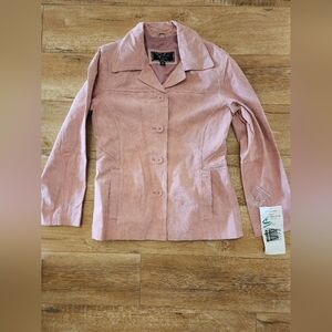 NWT Vance Leather USA Baby Pink Genuine Suede Blazer Jacket Women’s M